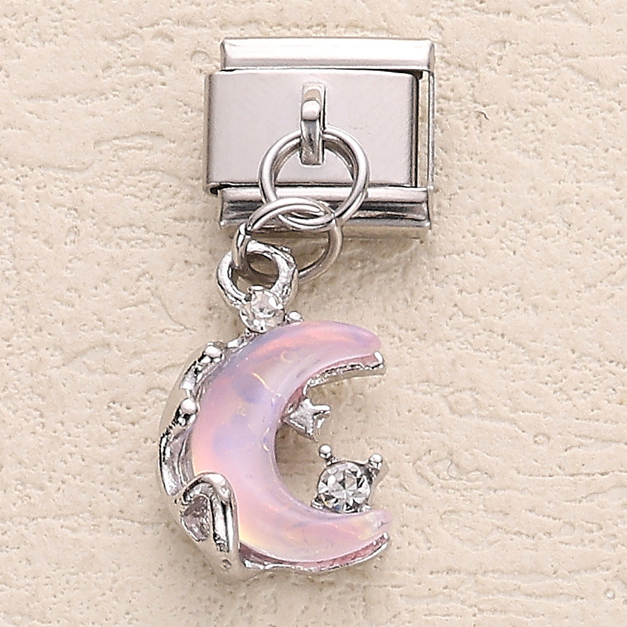 Wholesale 10pcs Italian Charm Bracelet 9mm DIY Splicing Heart Star and Moon Pendant Stainless Steel Composable Bracelet