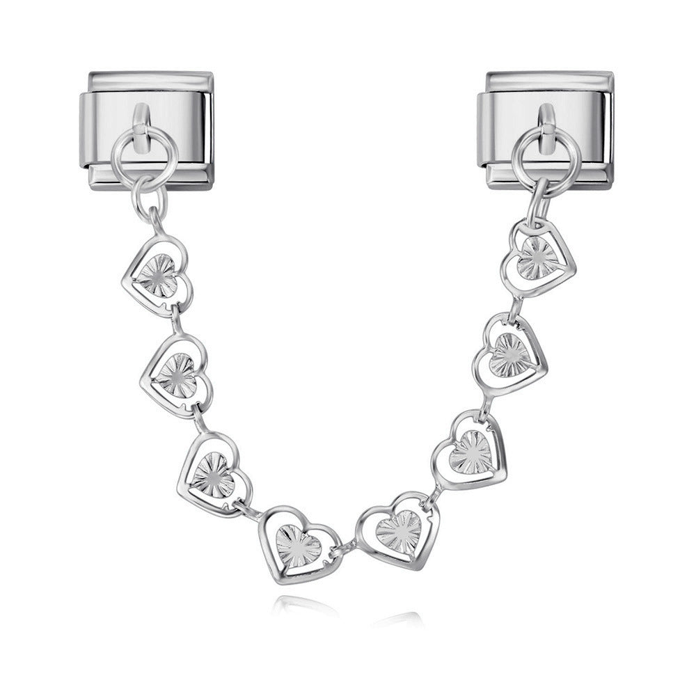 Wholesale Italian Charm Bracelet 9mm DIY Splicing Heart Pendant Stainless Steel Composable Bracelet