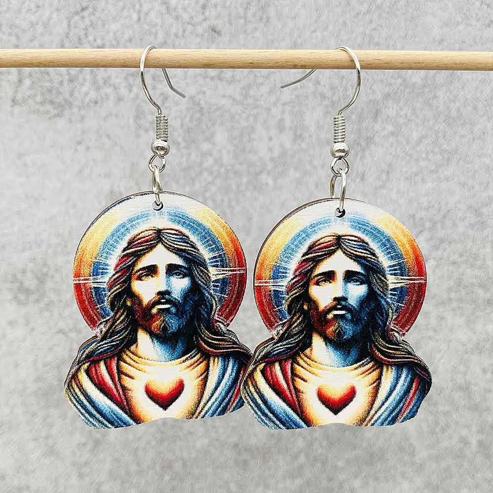 Wholesale  Wooden Earrings Cross Baroque Dark Embossed Gothic Style Earrings