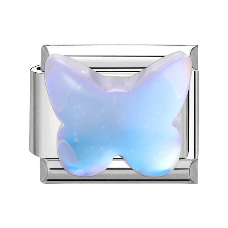 Wholesale Fashion Titanium Steel DIY Italian Charms Bracelet With UV Resin Angel Butterfly Design Boutique Jewelry Accessory