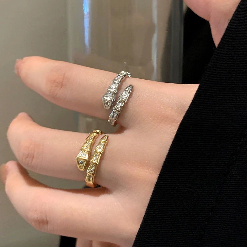Wholesale Trendy Snake Open Ring For Women Zinc Alloy Serpent Jewelry Stylish Fashion Accessory Boutique Resale Gift