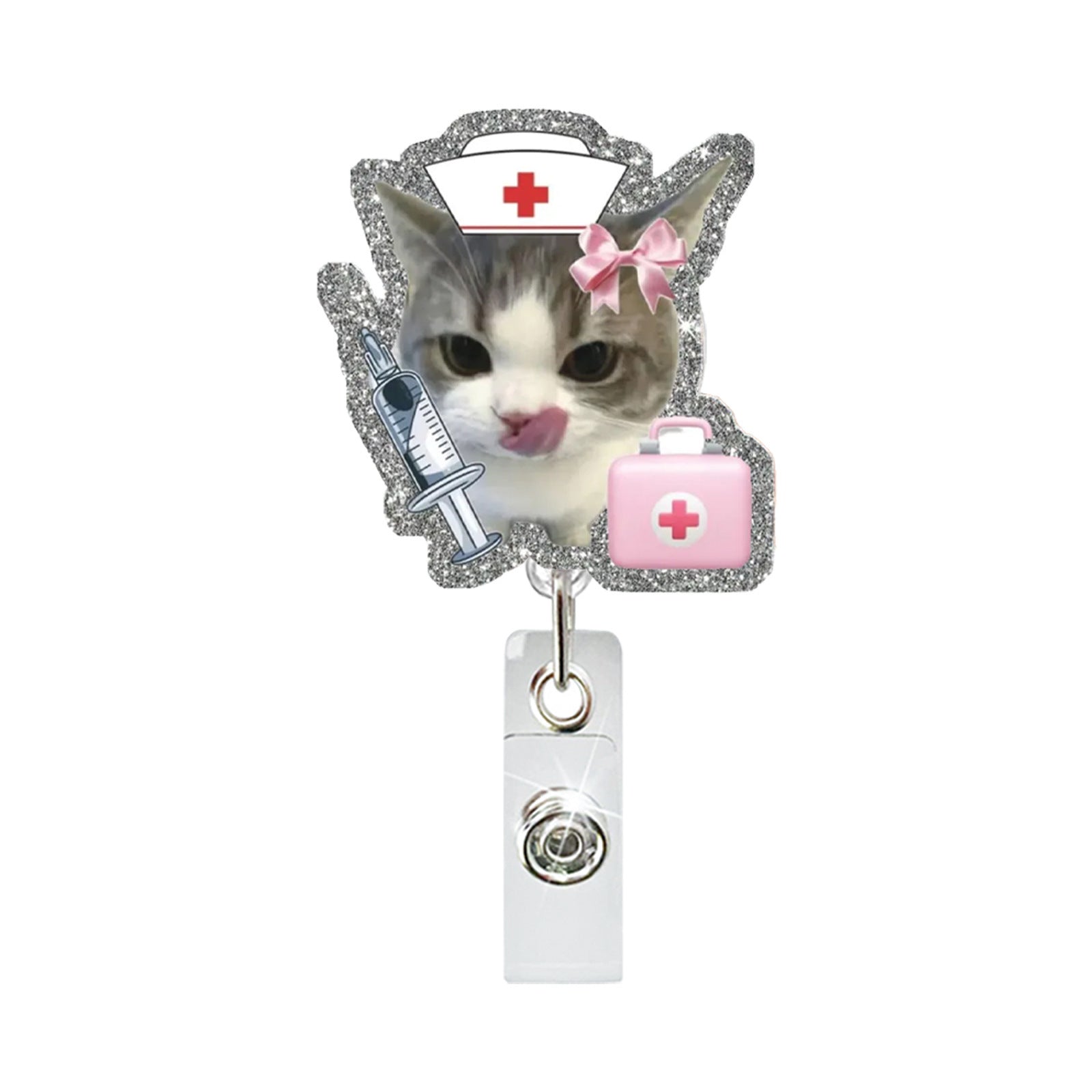 Wholesale Trendy Acrylic Animal Dog Cat Retractable Badge Reel ABS Material for ID Card Keychain Accessory