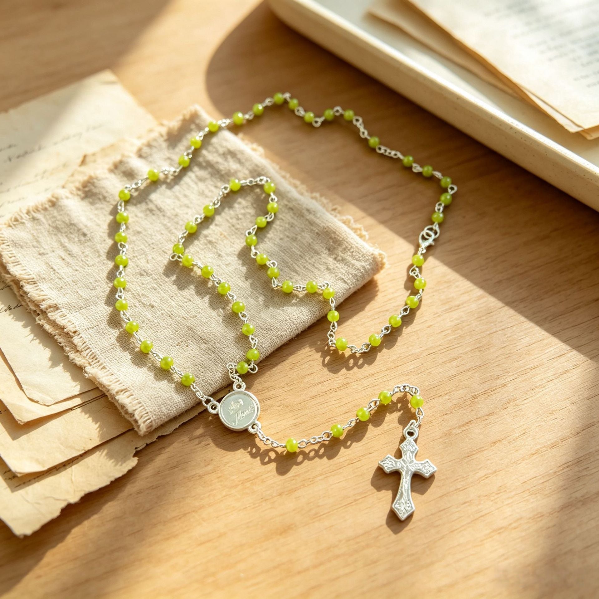 Wholesale Vintage Cross Imitation Pearl Rosary Necklace Fashion Accessory for Layering