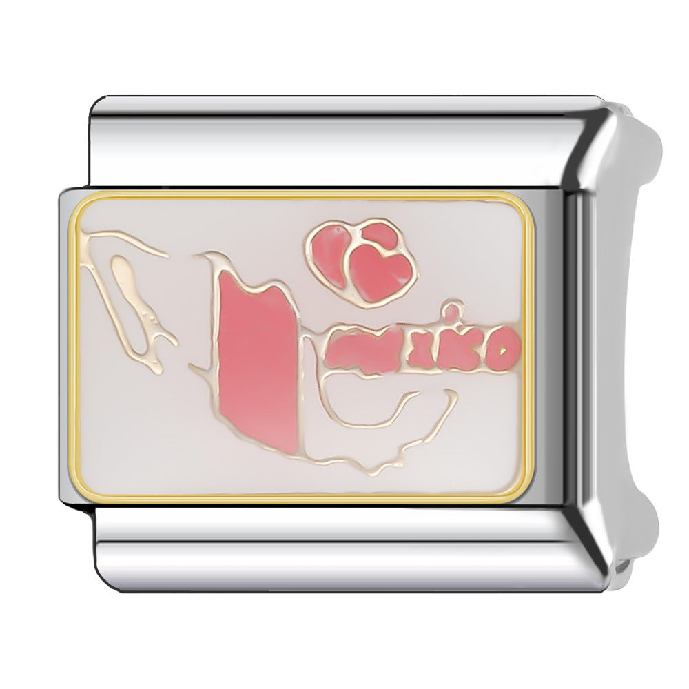 Wholesale Italian Charm Bracelet 9mm DIY Splicing National Tourism Scenic Logo Stainless Steel Composable Bracelet