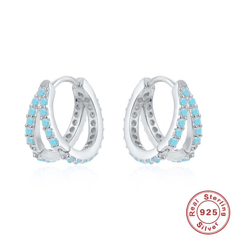 Wholesale S925 sterling silver double-row diamond earrings