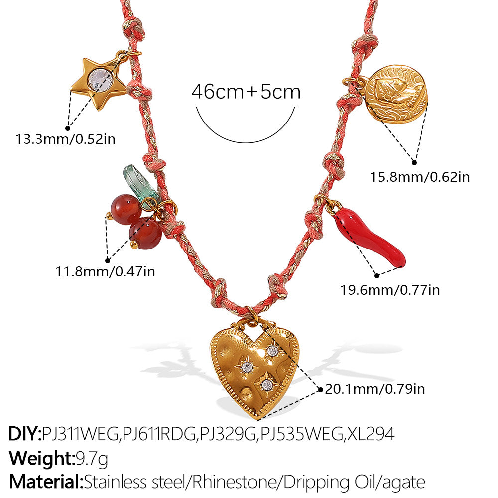 Wholesale DIY Pendant Bracelet Necklace Set — 18K Gold-Plated Stainless Steel — Strawberry &  Cherry Jewelry for Women