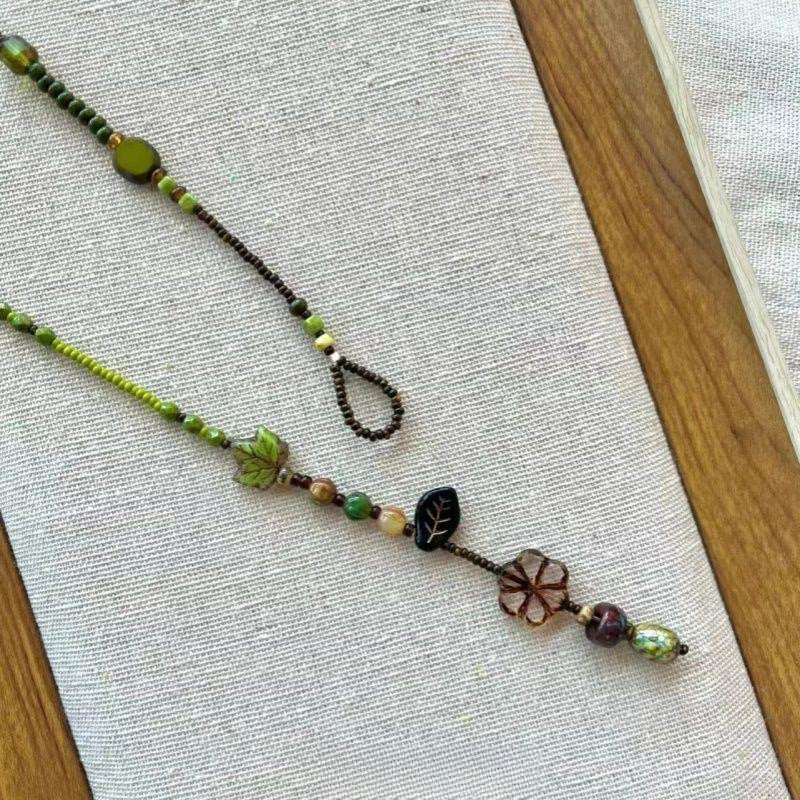 Wholesale Green Melt Forest Retro Czech Bead Necklace