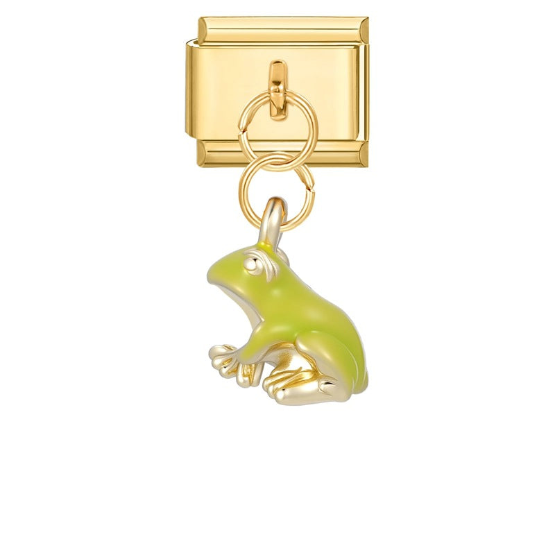 Wholesale Italian Charm Bracelet 9mm DIY Splicing Colored Gold Pendant Stainless Steel Composable Bracelet