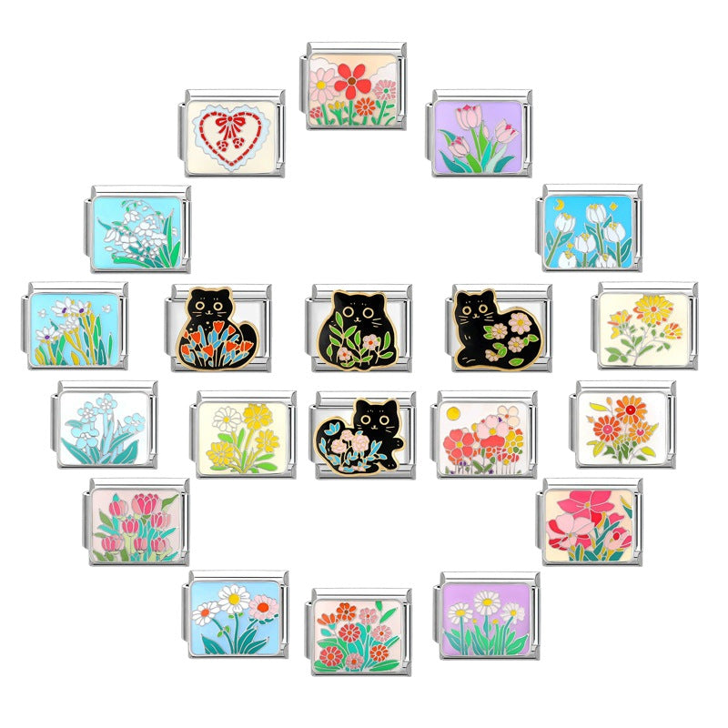 Wholesale  Italian Magic DIY Creative Steel Base Flower Module  Handmade Craft Charms