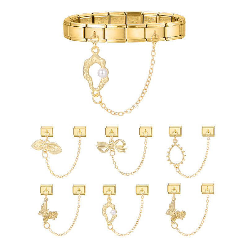 Wholesale Italian Charm Bracelet 9mm DIY Splicing Double Pendant  Stainless Steel Composable Bracelet