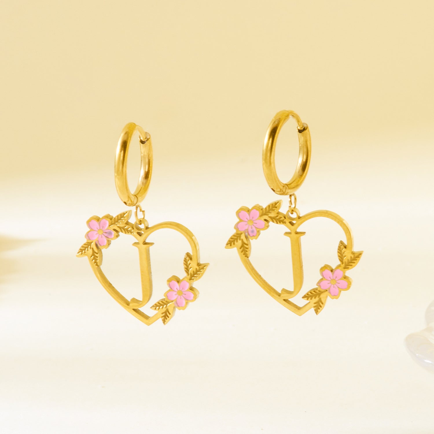 Wholesale  Stainless Steel Heart Letter Earrings