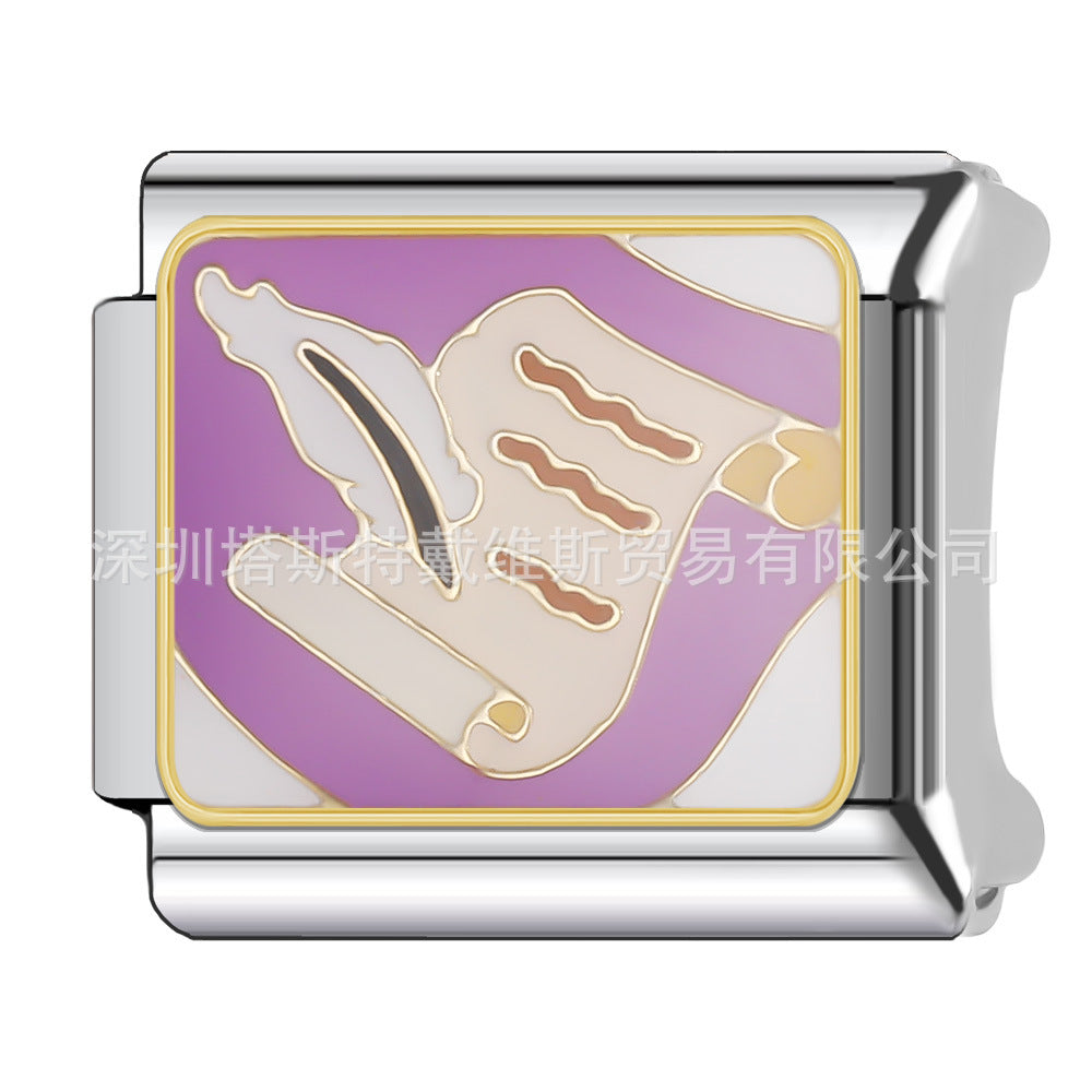 Wholesale 9mm Italian Charm Starter Bracelets DIY square Single Section Creative Stainless Steel Composable Bracelet