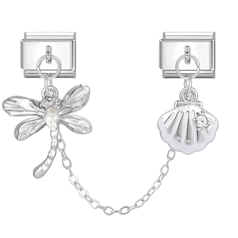 Wholesale 9mm Italian Charm Starter Bracelets DIY Double Hanger Stainless Steel Composable Bracelet