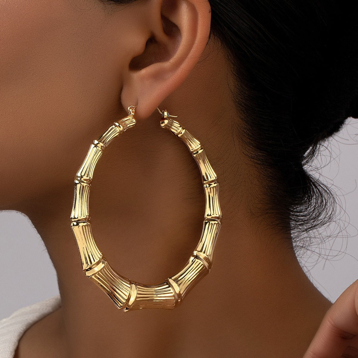 Wholesale personality women's earrings  circle bamboo earrings