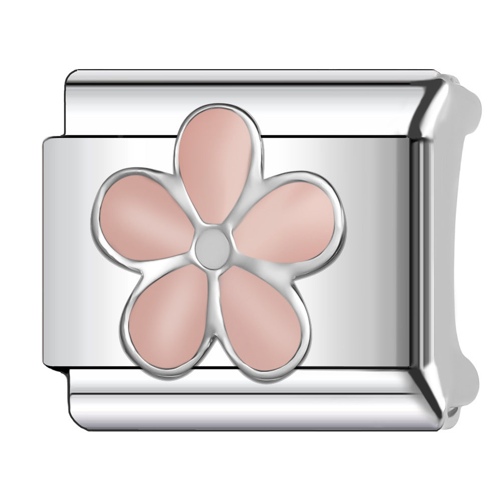 Wholesale Italian Charm Bracelet 9mm DIY Splicing Flower Series Stainless Steel Composable Bracelet