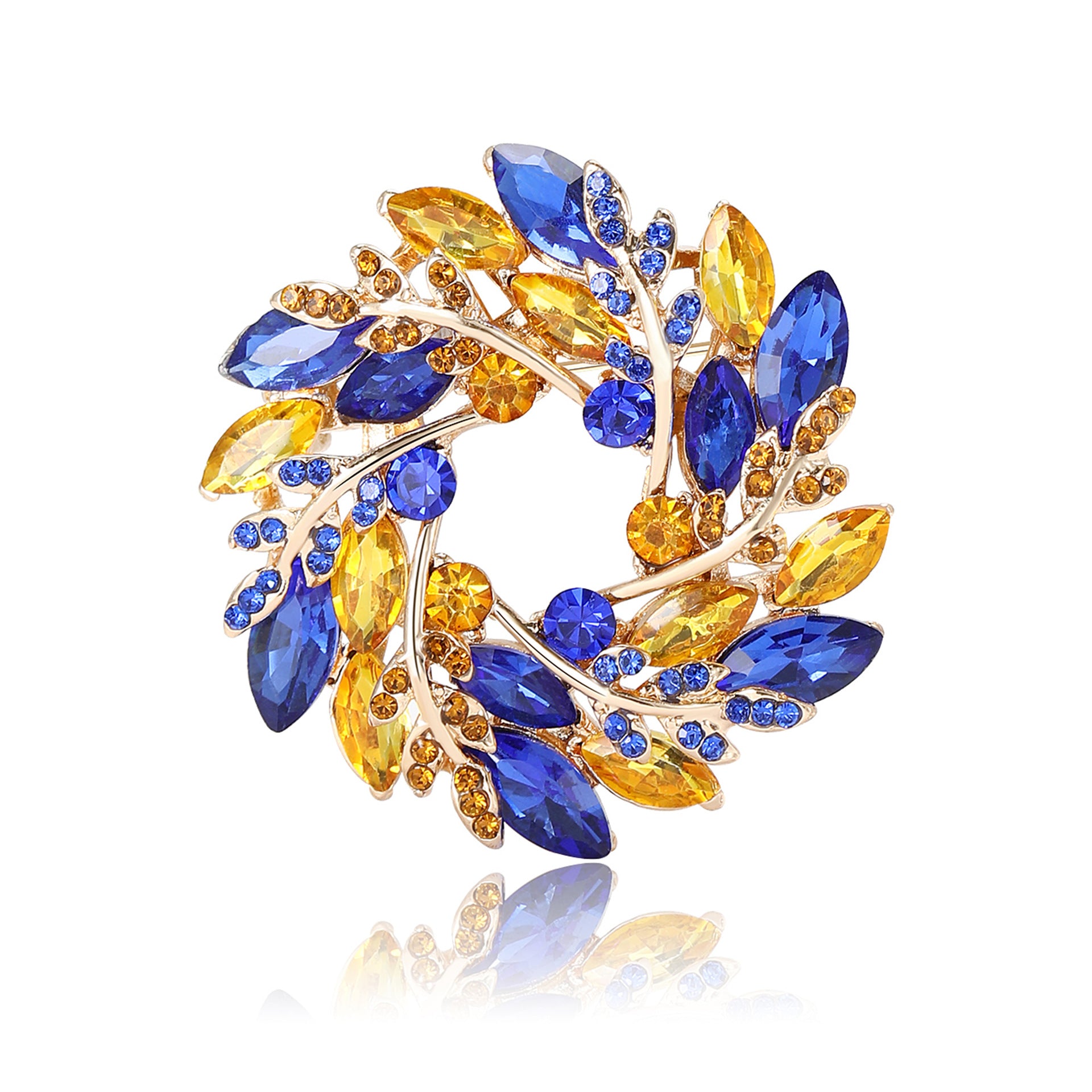 Wholesale Stylish Alloy Rhinestone Wheat Ear Wreath Brooch Pin For Women Suit Coat Jewelry Accessory