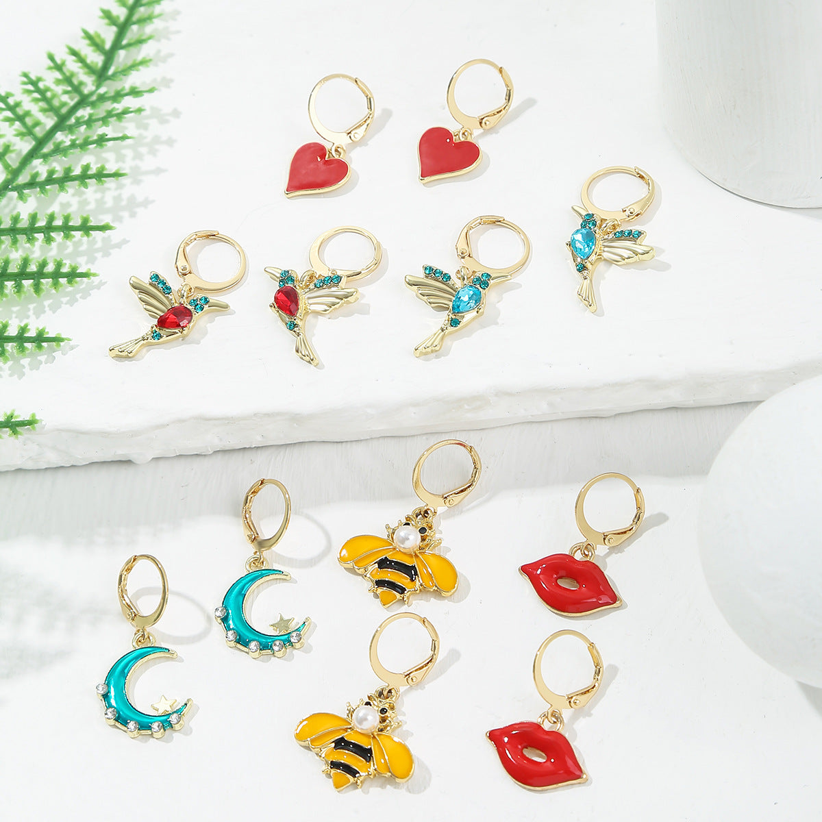 Wholesale  Animal Love Earrings Pearl Macaron Butterfly Earrings Set