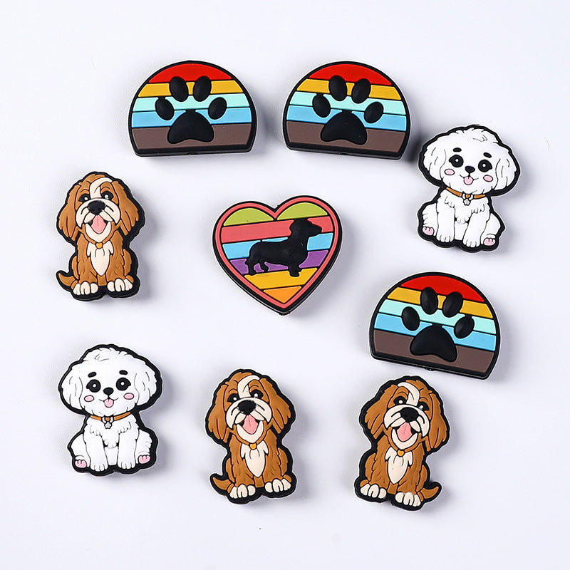 Wholesale 20pcs Puppy Cartoon Silicone Focal Beads ACC-BDS-RongFa032