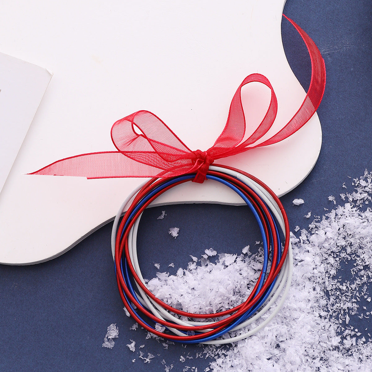 Wholesale American Independence Day Carnival Christmas Ribbon Elastic Wire Rope Bracelet ACC-BT-YTian010