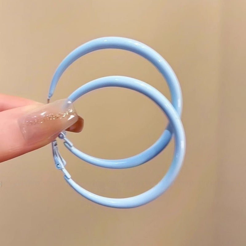 Wholesale Milky blue glaze hoop earrings
