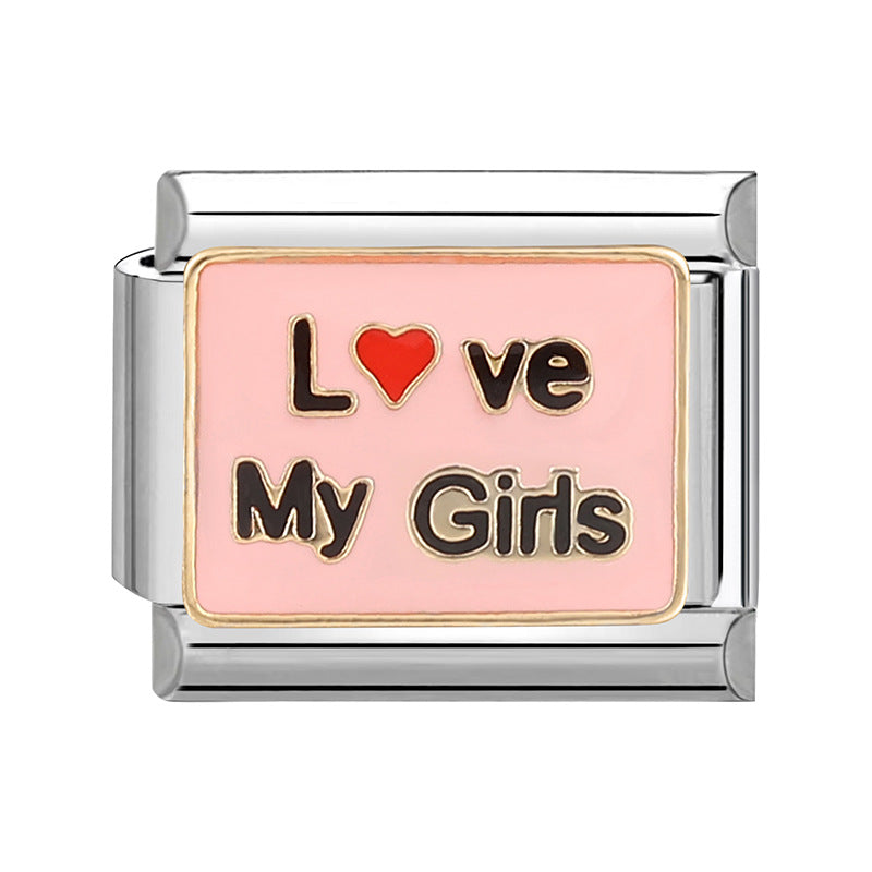 Wholesale Italian Charm Bracelet 9mm DIY Splicing Cute Cartoon Stainless Steel Composable Bracelet