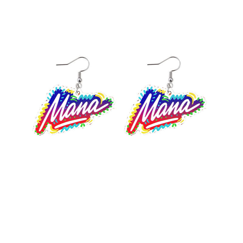 Wholesale Mother's Day MOM Rainbow Sunflower Wooden Earrings ACC-ES-YiYuan007