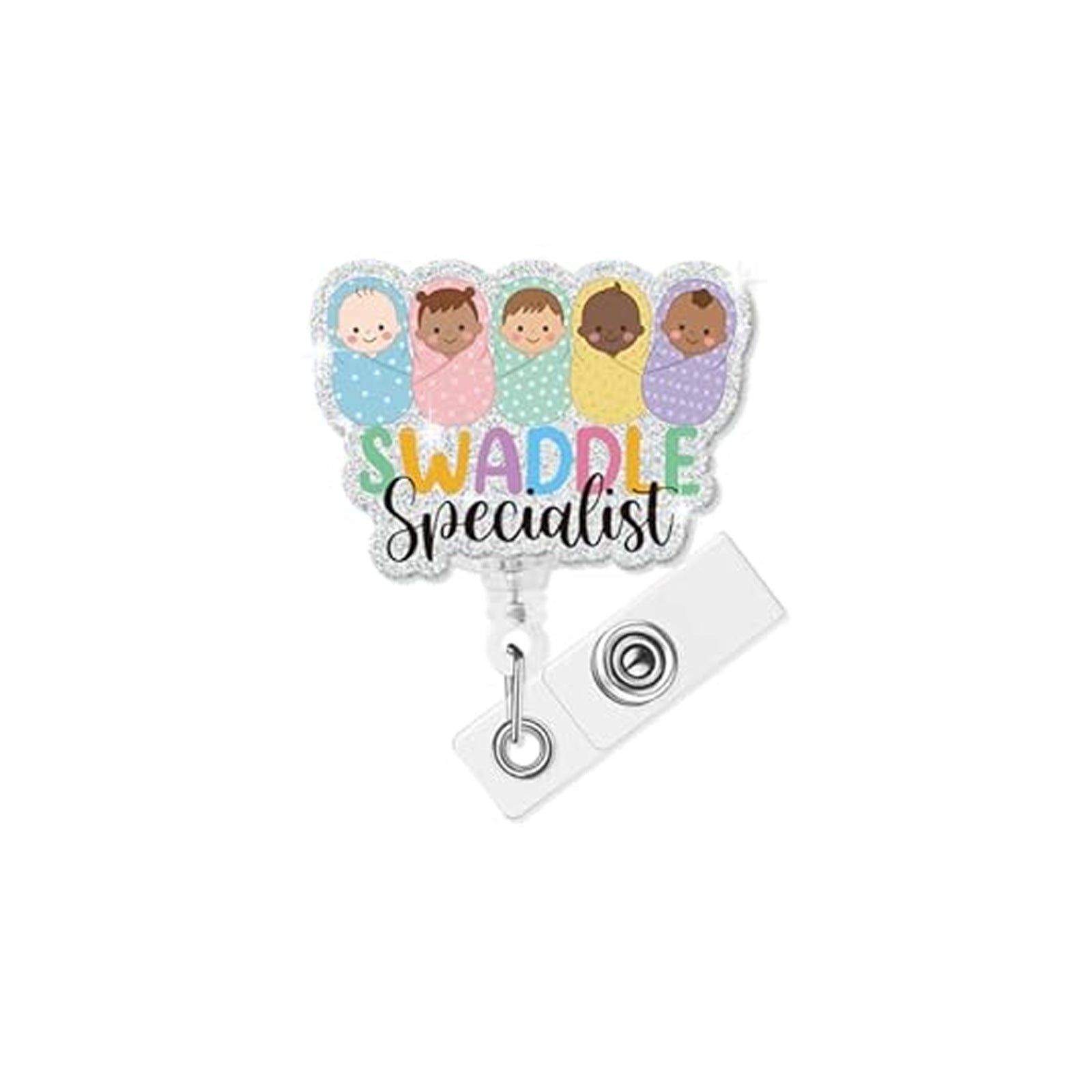Wholesale Acrylic Retractable Badge Reel Baby Pattern for Nurse ID Card Holder Cute Gift