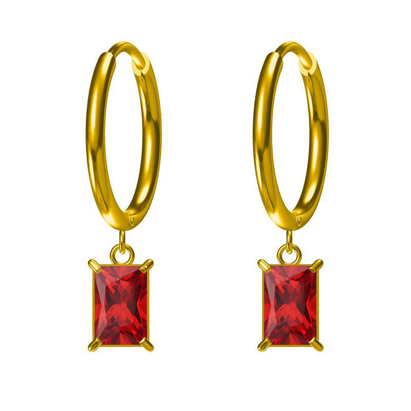 Wholesale 2PCS Steel-titanium colored zircon earrings
