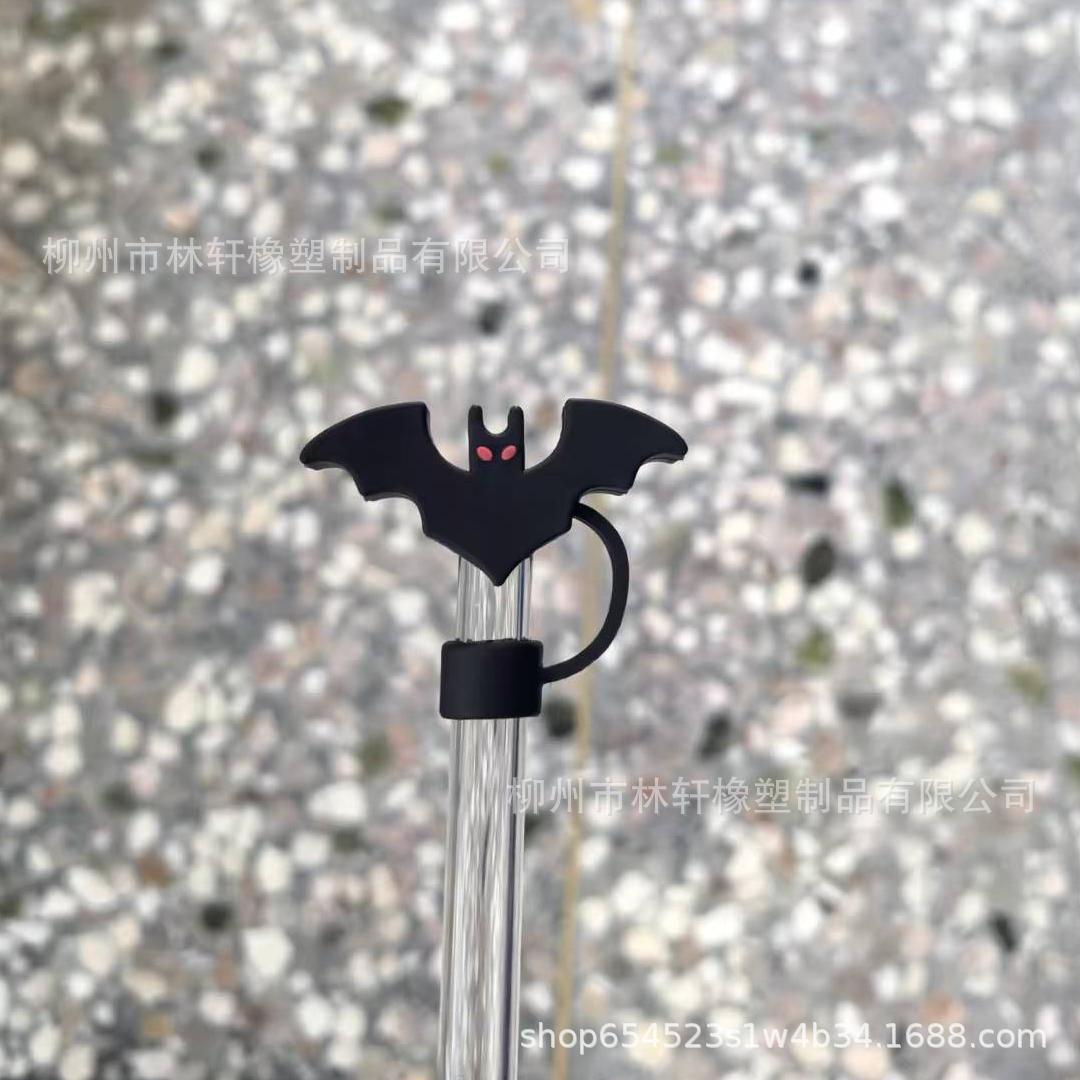 Wholesale  10mm Halloween Creative Cartoon Sports PVC Soft Straw Tube Cap