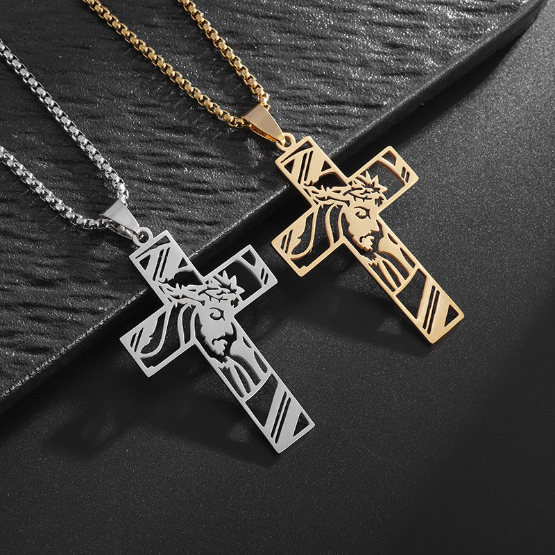 Wholesale  Stainless steel hollow design cross necklace