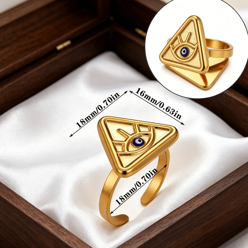 Wholesale Fashion Evil Eye Open Ring Adjustable Stainless Steel Turkish Blue Eye Jewelry Accessory