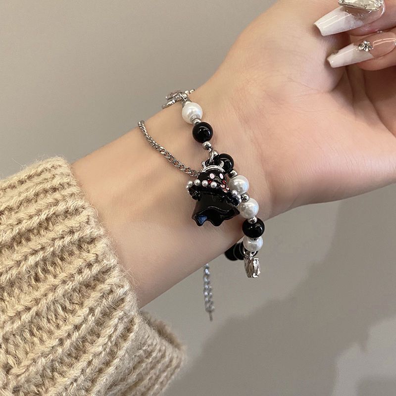 Wholesale Black and white ghost beaded bracelet