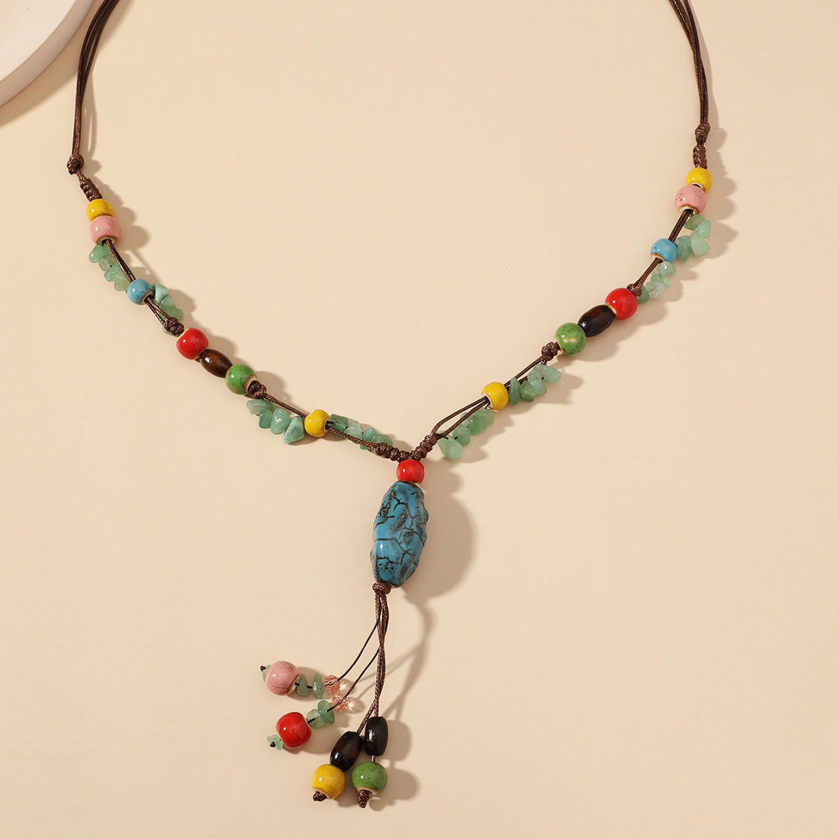 Wholesale Ethnic Style Beaded Ceramic Bead Necklace Bohemian Gravel Color Necklace ACC-NE-JunJie007