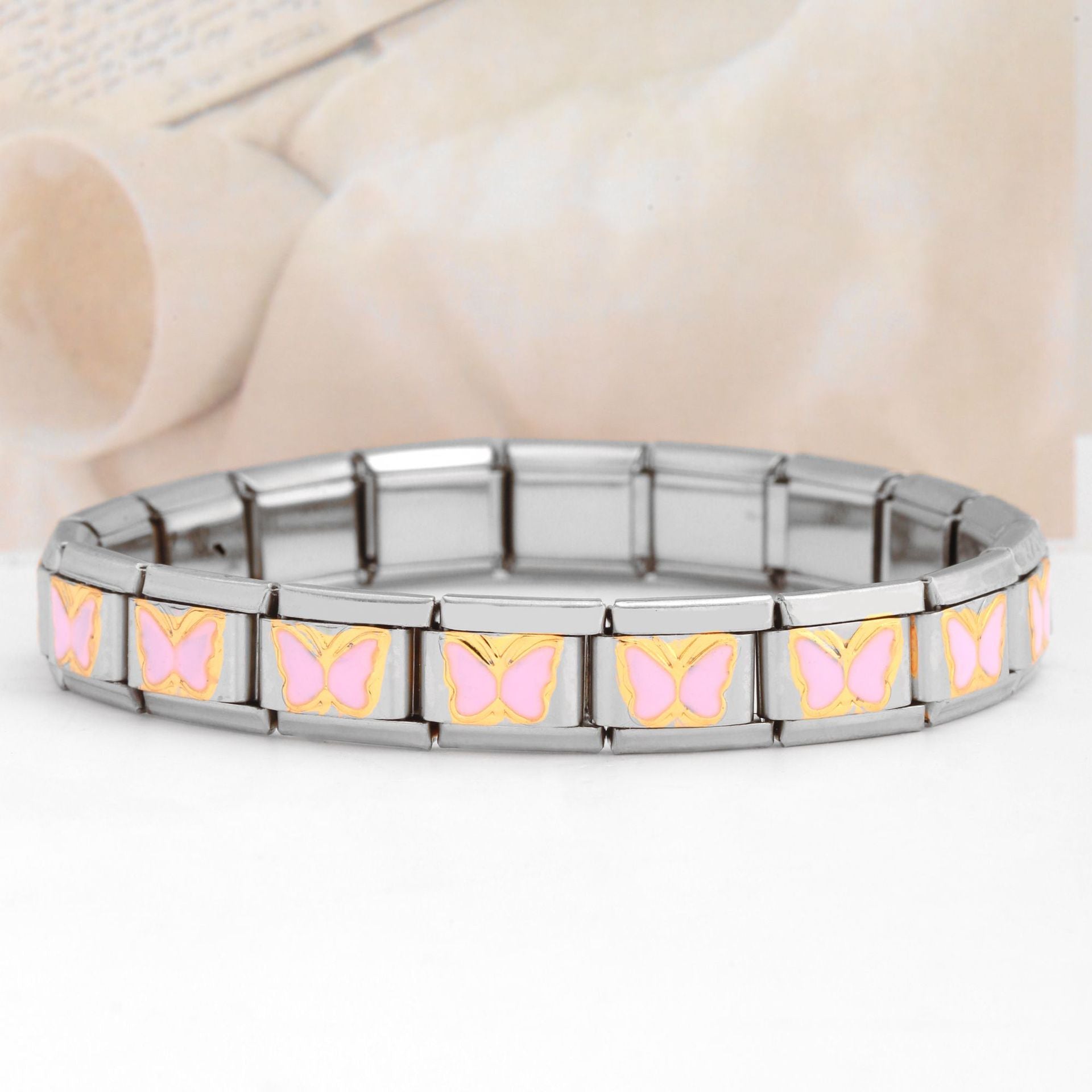 Wholesale Italian Charm Bracelet Charm Module Stainless Steel Butterfly Bracelet 9mm DIY Pattern Free Stitching Detachable Composable Bracelet ACC-BT-XY007