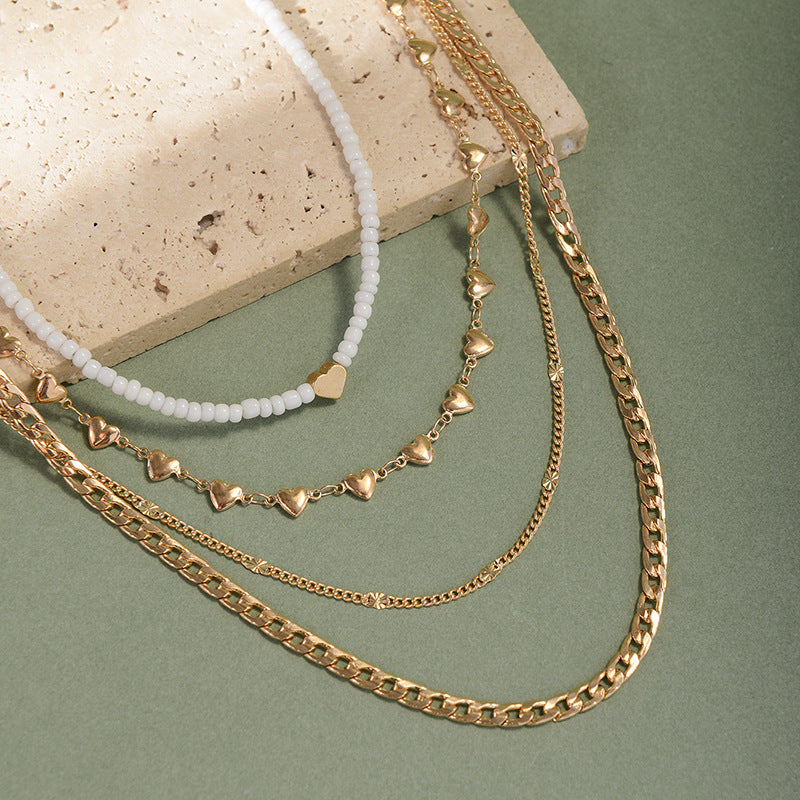 Wholesale  multi-layer pearl necklace light luxury  clavicle chain