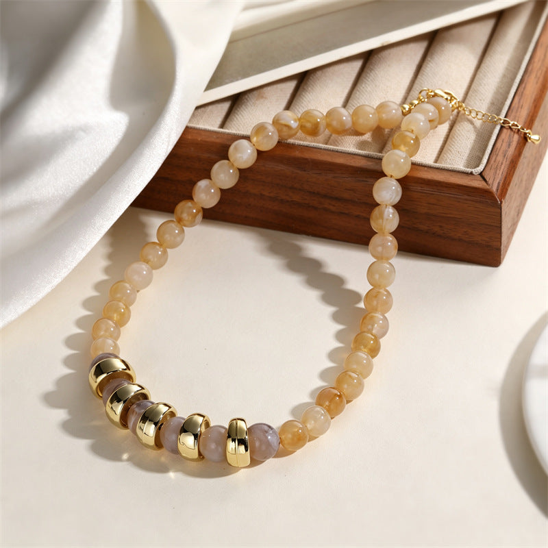 Wholesale Acrylic Round Bead Necklace For Women Trendy Collarbone Chain Handmade Jewelry Accessory For Everyday Wear