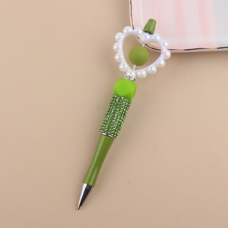 Wholesale  Diamond plastic love beaded pen  ballpoint pen color plastic pen