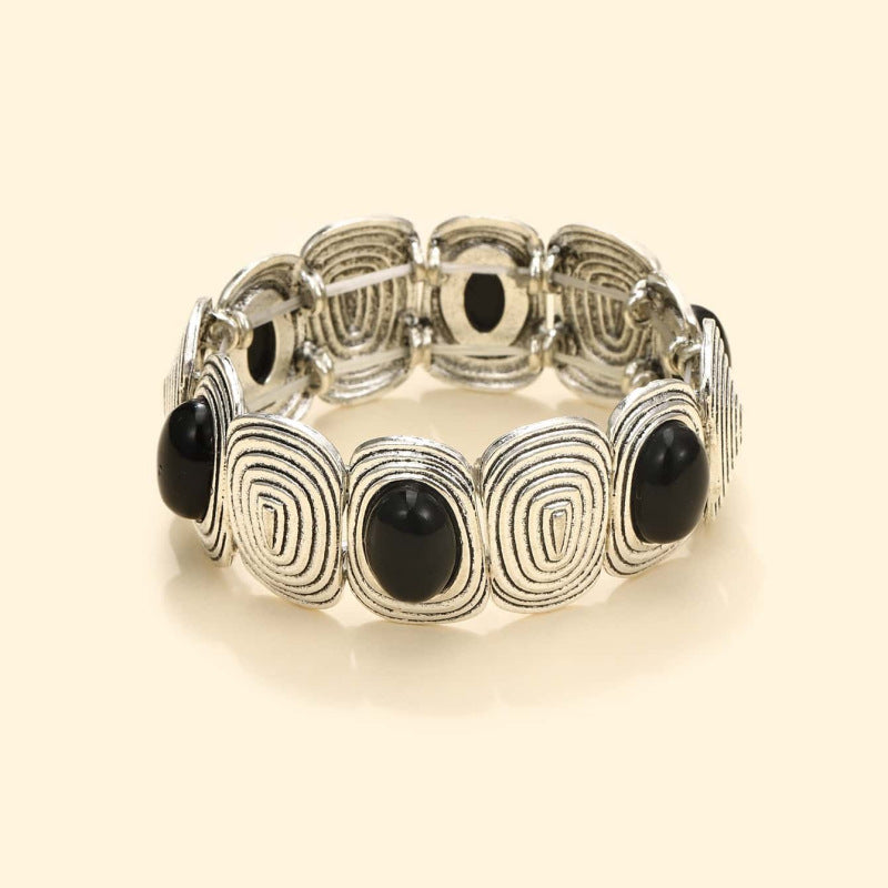 Wholesale Ethnic Style Retro Alloy Turquoise Elastic Bracelet Bohemian Bracelet ACC-BT-JunJie004