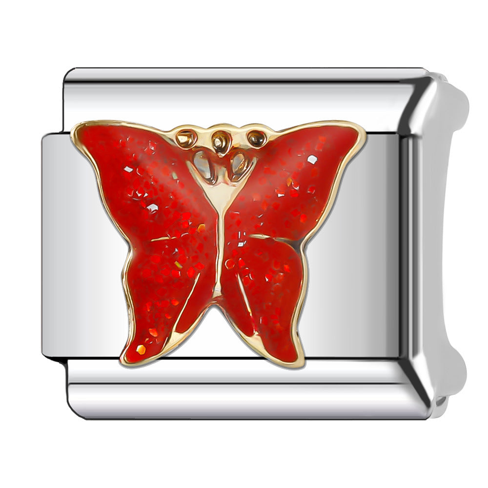 Wholesale Italian Charm Bracelet 9mm DIY Splicing Butterfly Stainless Steel Composable Bracelet