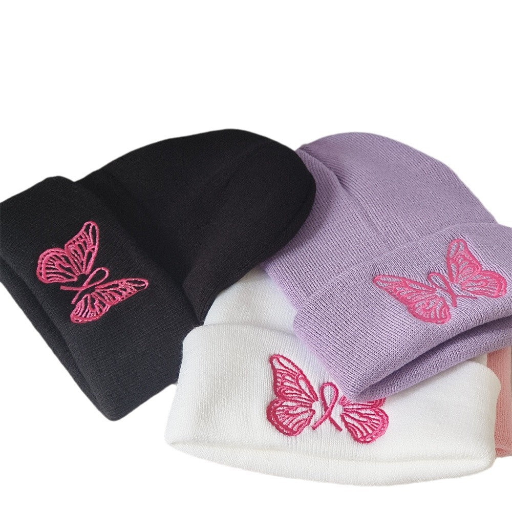 Wholesale Embroidered Butterfly Knitted Hat Wool Hat