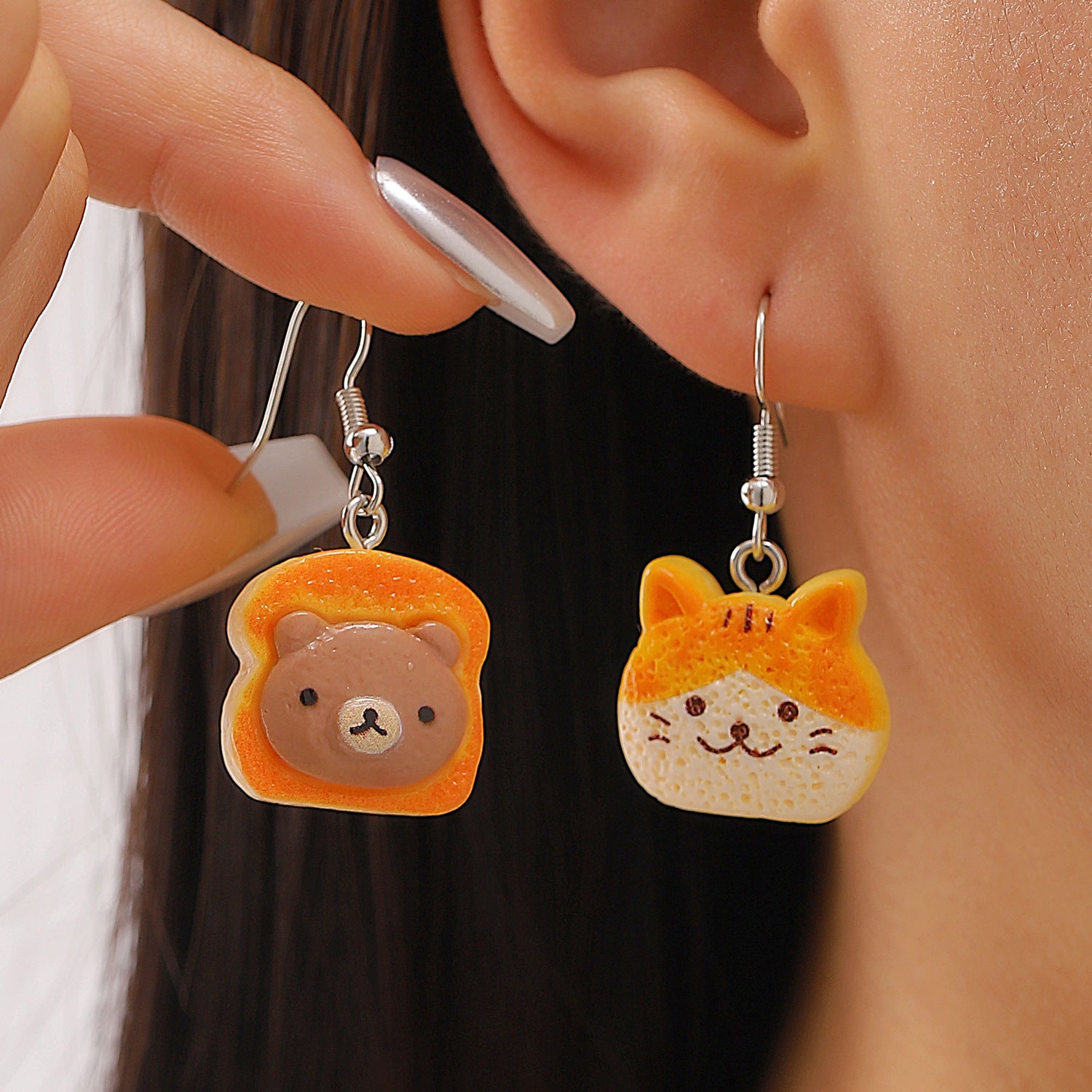 Wholesale Funny Donut Earrings Set For Women White Plastic Resin Party Gift Boutique Resale