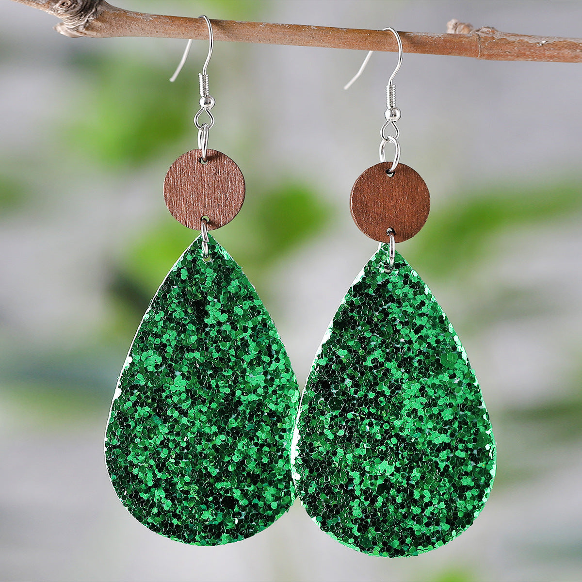 Wholesale St Patrick's Day dwarf beer round drop pendant PU  double-sided earrings