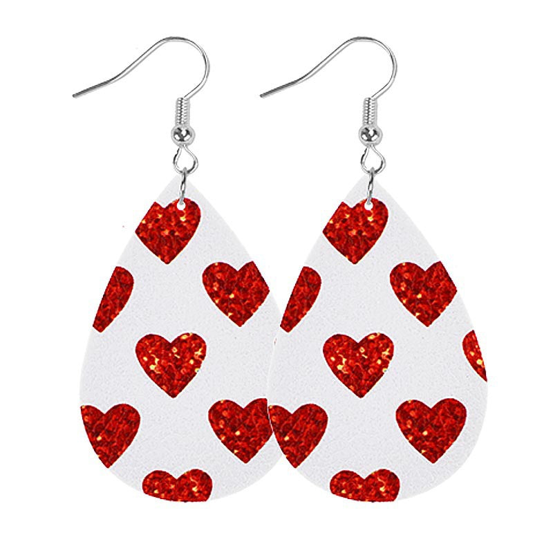 Wholesale PU leather heart-shaped earrings