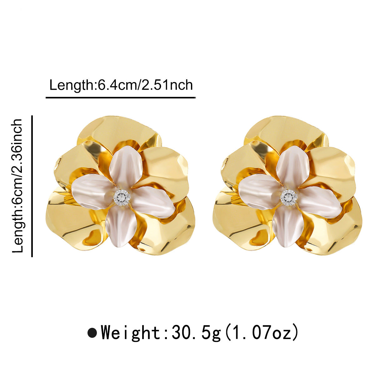 Wholesale niche design freesia earrings small fresh flower simple metal style earrings