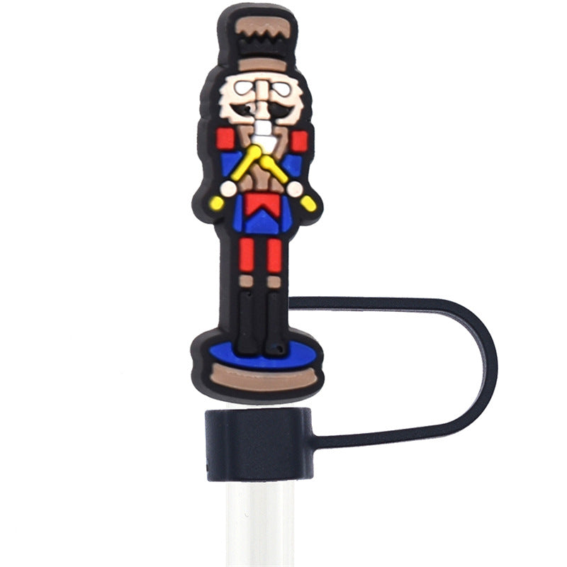 Wholesale Random 100pcs Christmas 10mm PVC Soft Straw Tube Cap ACC-SCR-RYY082