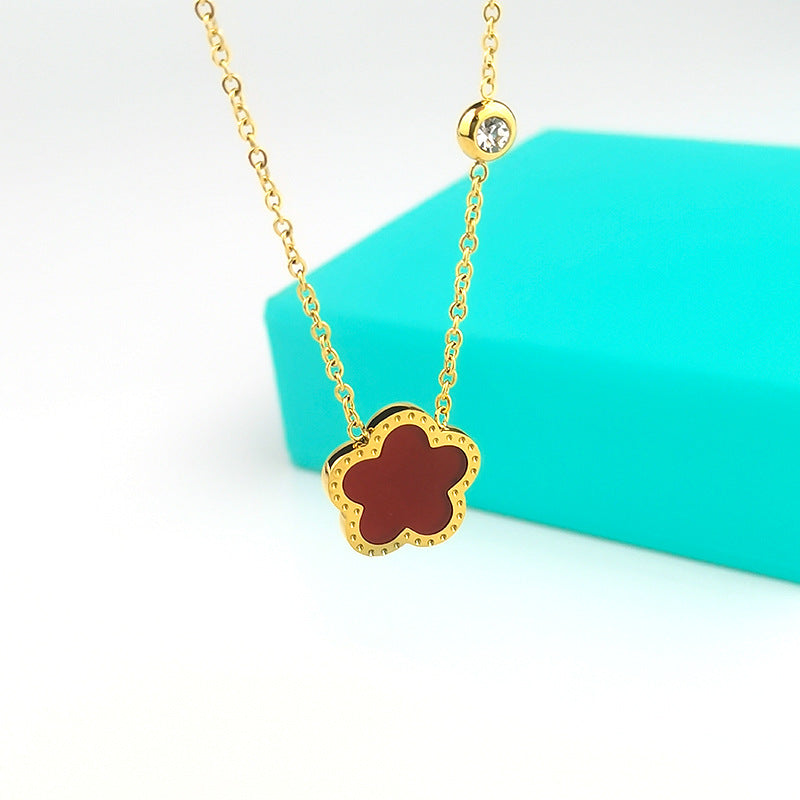 Wholesale Light Luxury Diamond Four-leaf CloverStainless Steel Necklaces ACC-NE-GuDi005