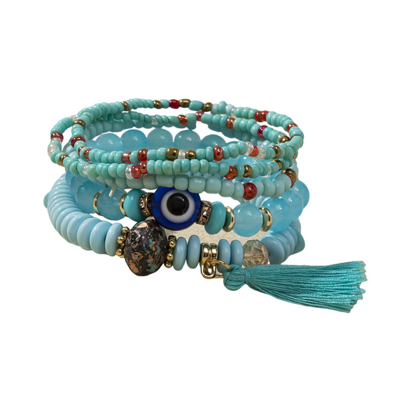 Wholesale Devil Eye Bracelet Bohemian Multi-layered Tassel Pendant ACC-BT-XLH004