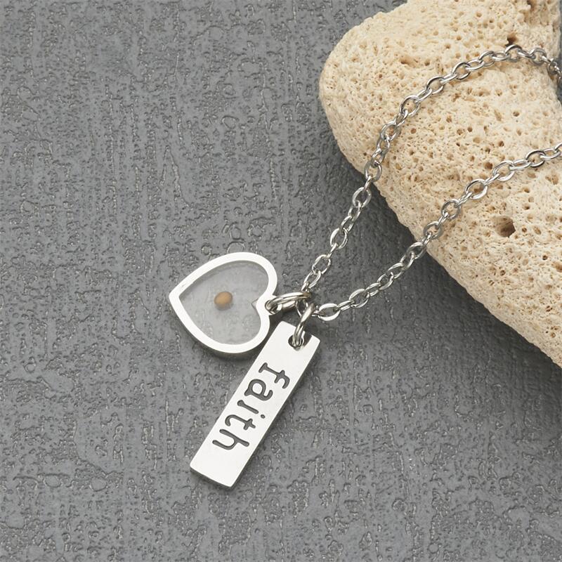 Wholesale Stainless Steel Heart Shape Faith Mustard Seed Necklace ACC-NE-MS017