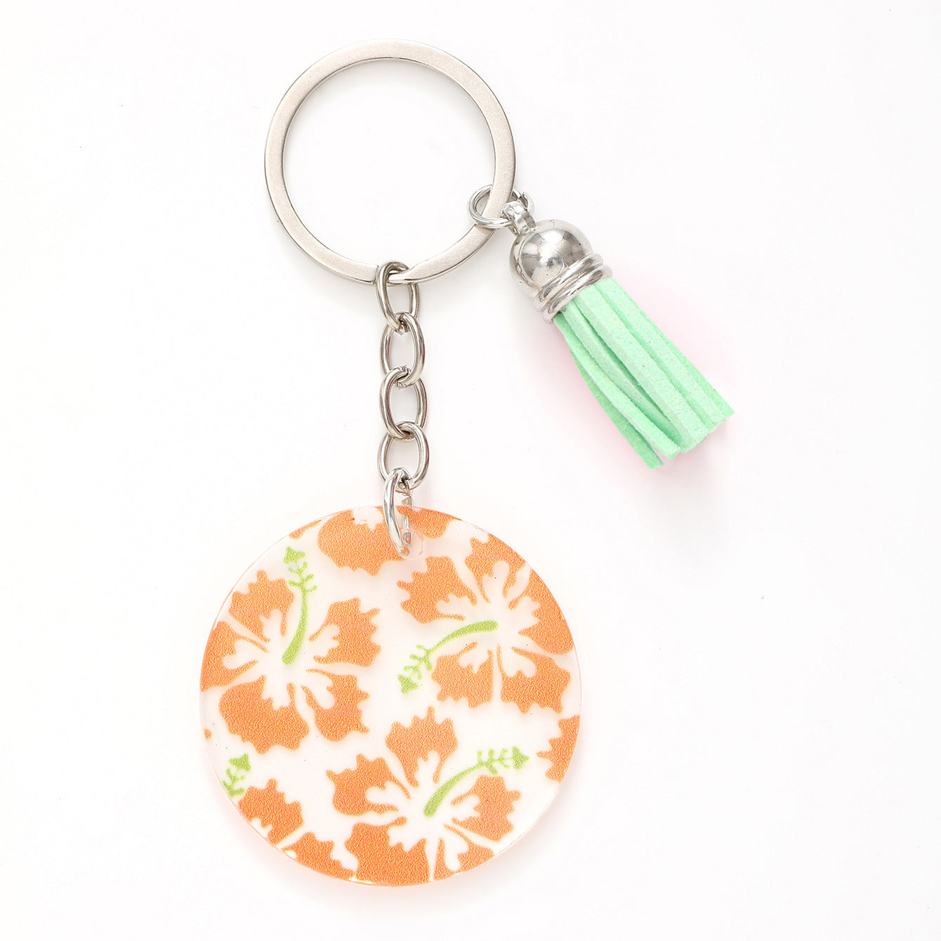 Wholesale Flower Leaves Green Tassel Acrylic Keychain ACC-KC-YTian007