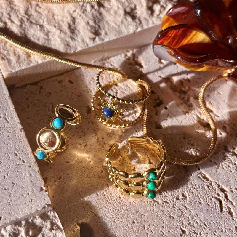 Wholesale Trendy Egyptian Style Multi-Layer Open Ring Copper Star Motif Jewelry Accessory